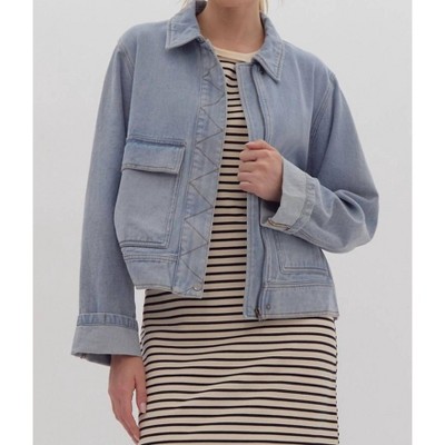 Women's Denim Zip Front Jacket - entro L