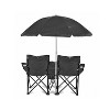 GoTeam Double Folding Camping Chair Set with Shade Umbrella, Cooler, and Carrying Bag for Camping, Beach Lounging, Tailgating, and More, Black - image 2 of 4