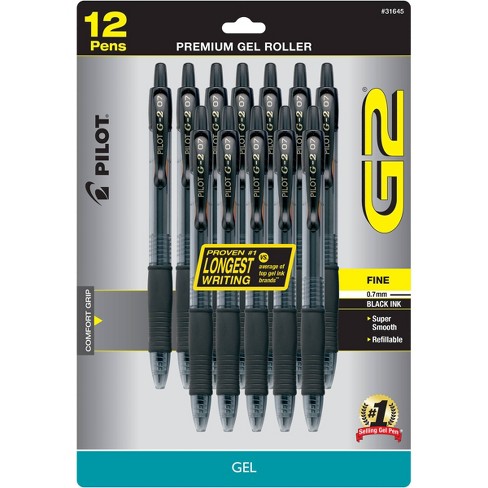 Pilot Retractable Gel Pens With Rubber Grip, 0.7mm, 12ct - Black - image 1 of 3