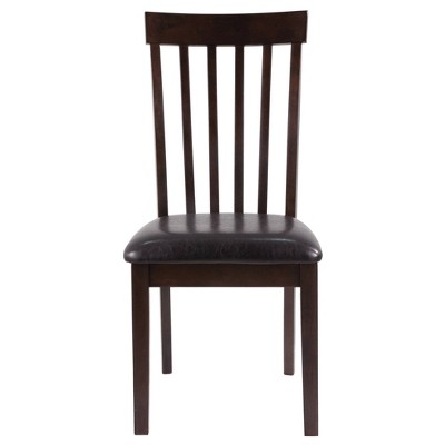 Transitional Dark Brown Leather Upholstered Side Chair with Wood Slat