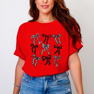Simply Sage Market Checkered Bows Stacked Garment Dyed Tee - 1 of 4