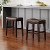 Okak 26 Inch Counter Stools Set of 2/4, Contemporary Saddle Stools with Upholstered Seat and Nailhead Trim, for Kitchen Island, Dining Room - 3 of 4