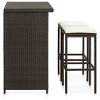 vidaXL Outdoor 3 Piece Bar Set - PE Rattan, Steel Frame, Comfortable Seating with Footrest and Washable Cushion Covers - 3 of 4