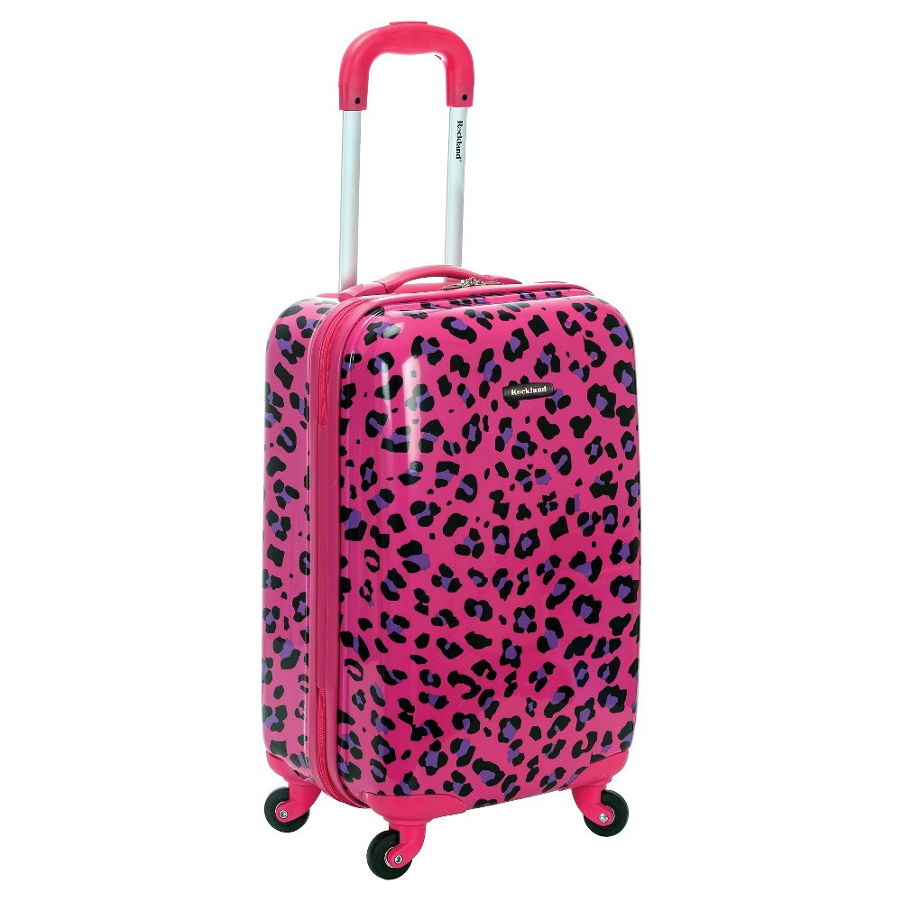Photos - Luggage Rockland Sonic Hardside Carry On Spinner Suitcase - Magenta Leopard 