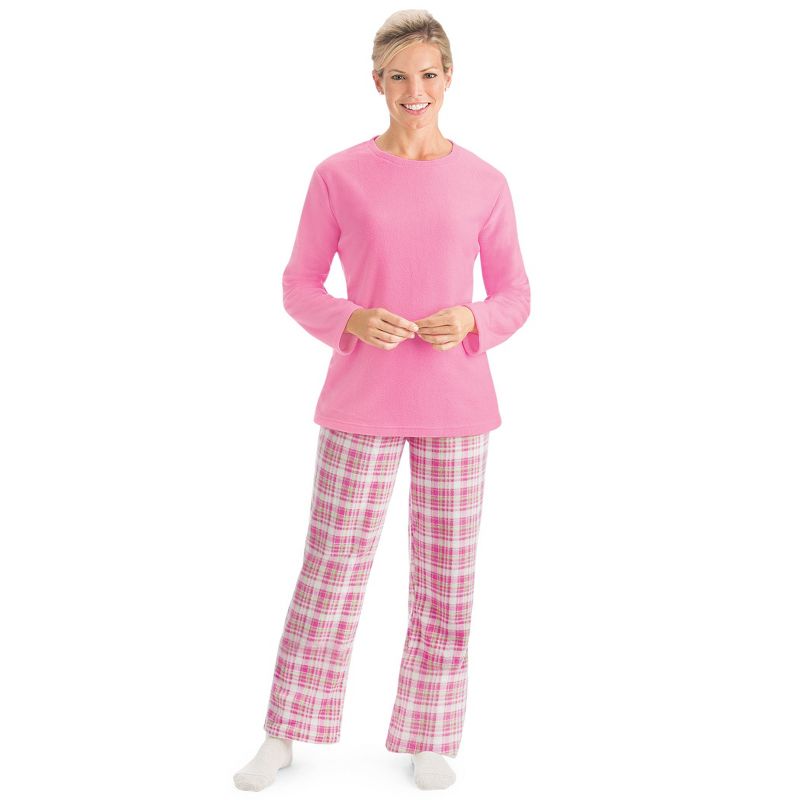 Collections Etc Fleece Pajama Set with Plaid Pants, 2 of 4