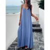 Women Summer Sundress V-Neck Sleeveless Spaghetti Strap Backless Maxi Long Beach Shirt Dress Travel Vacation Outfits - 4 of 4