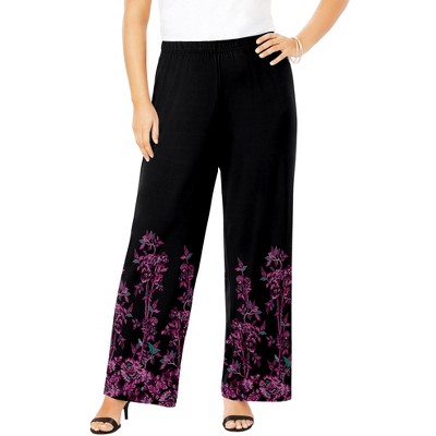 Roaman's Women's Plus Size Ultrasmooth Fabric Wide-Leg Pant