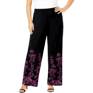 Roaman's Women's Plus Size Ultrasmooth Fabric Wide-Leg Pant - 1 of 4