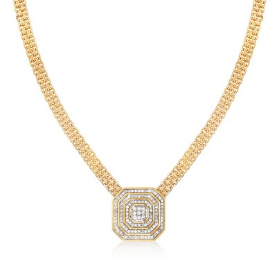 Ross-Simons 0.50 ct. t.w. Diamond Cluster Necklace in 18kt Gold Over Sterling