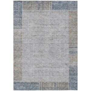Taupe Beige And Blue Geometric Washable Indoor Outdoor Area Rug - 1 of 4