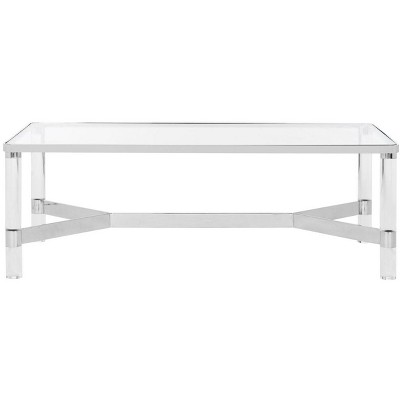 Transitional Suzanna 47'' Silver Acrylic Rectangular Coffee Table
