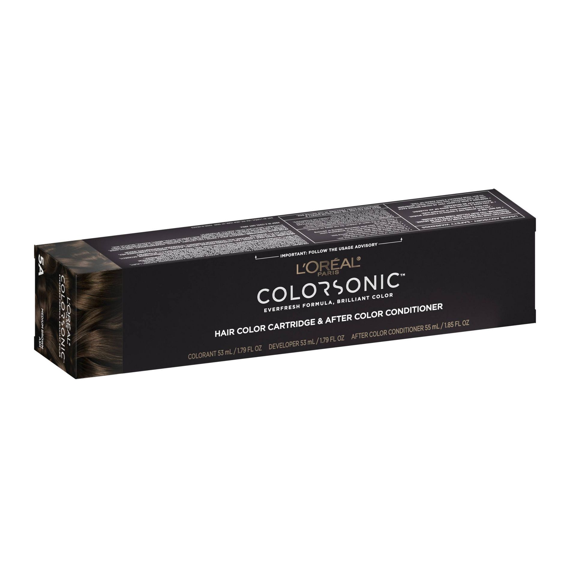 L'Oreal Paris Colorsonic Ammonia Free Permanent Hair Color Cartridge - Device Sold Separately - Medium Brown Ash 5A