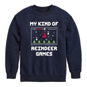 Boys' - Instant Message - My Kind Of Reindeer Games Christmas Graphic Long Sleeve Fleece Sweatshirt - 1 of 4