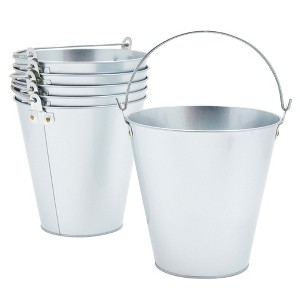Juvale 6-Pack Large Galvanized Bucket for Party - Metal Tin Ice Pail with Handles for Beer, Wine, Champagne (100 oz, 7 Inch) - 1 of 4
