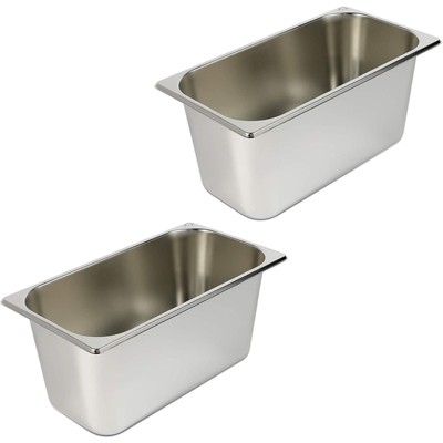 Juvale 2 Pack Stainless Hotel Steam Table Pans For Restaurant Supplies, 1/3 Sizes, 13 x 7 x 6 in