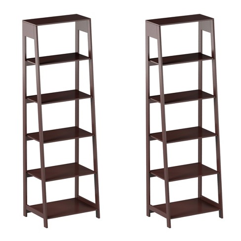 5 Tier Bookshelf, Set of 2 Tall Bookcase Shelf Storage Organizer