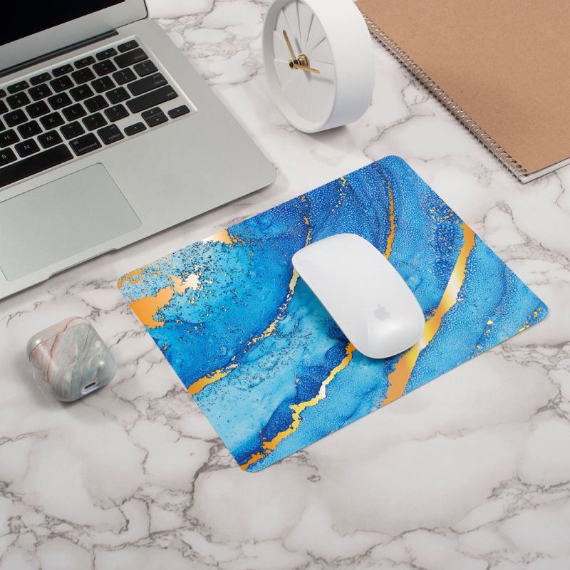 Insten Gold Marble Mouse Pad, Water-Resistant and Non-Slip Mat for Wired/Wireless Gaming Mouse, Blue - Home Office Desk Accessories, 2 of 10