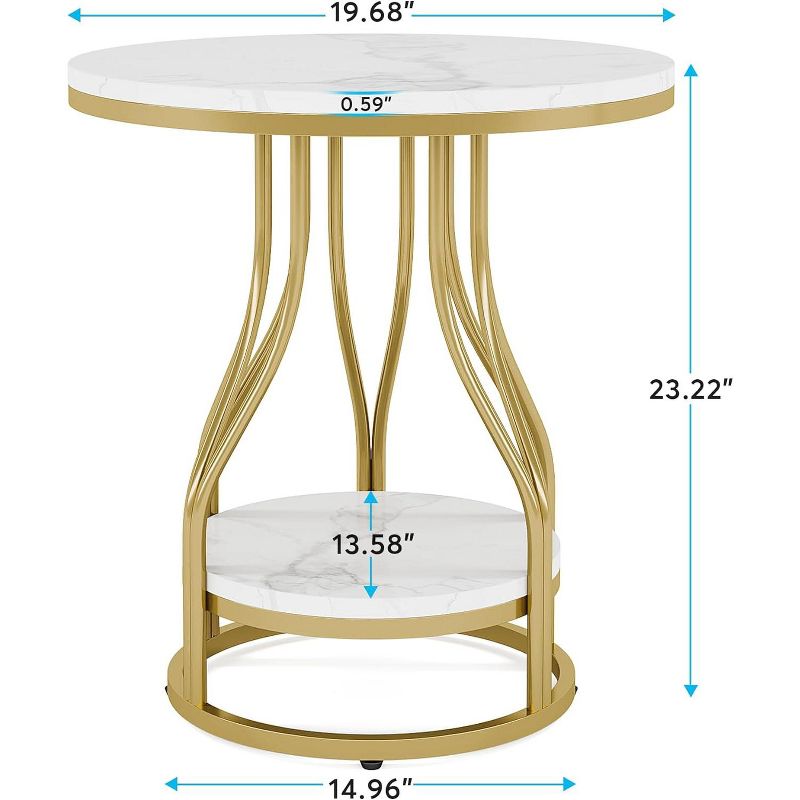 Tribesigns Modern Round Side Table, 2-Tier End Table with Storage for Couch Side, Sofa Side Table with Metal Frame for Living Room, 3 of 9