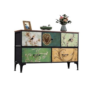 JIONJOY 5 - Drawer Dresser Fabric Dresser Storage Unit Side Table with Metal Frame - 1 of 1