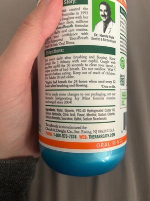 Therabreath Fresh Breath Oral Rinse Icy Mint - 33.8 Fl Oz : Target