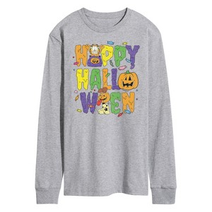 Men's - Garfield - Happy Halloween Icons Long Sleeve Graphic T-Shirt - 1 of 4