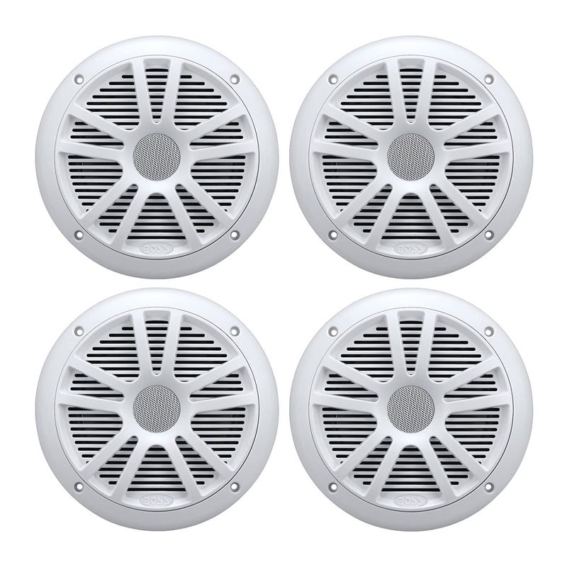 BOSS Audio MR6W 6.5" 360W Dual Cone Marine/Boat Speakers Stereo, White (4 Pack), 1 of 7