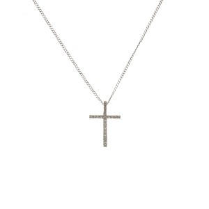 Dicksons Bow Cross with Jewel-Tone Accents Sterling Silver 18-Inch Pendant Necklace - 1 of 3