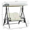 2-Person Patio Swing Bench with Adjustable Shade Canopy, Soft Cushions, Throw Pillows and Tray. - 3 of 4