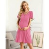 Womens Maternity Nursing Dress Short Sleeve Midi Dress Casual Solid Color Button Down Breastfeeding Dress - 2 of 4