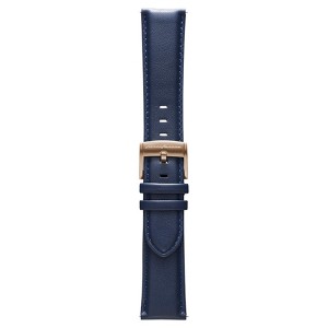 Pininfarina Watch Strap - Genuine Italian Leather 22mm Band for Pininfarina Hybrid Smart Watch - Dark Blue with Rose Gold Buckle - 1 of 1
