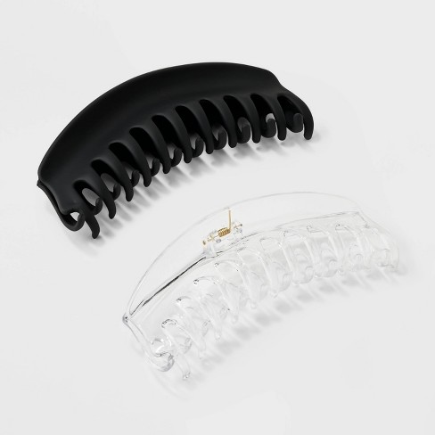 Jumbo Curved Claw Hair Clip Set 2pc - Wild Fable™ Clear/black : Target