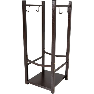 Sunnydaze Indoor/Outdoor Steel Fire Pit or Fireplace Firewood Log Rack Holder with Hooks - 32"
