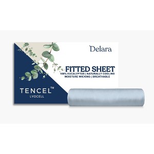 Delara 100% Eucalyptus Lyocell Tencel Fitted Sheet, Naturally Cooling, Soft Silky, Breathable, 360° Elastic Deep Pocket - 1 of 4