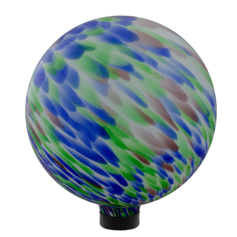 Northlight 10” Blue and Green Brush Strokes Outdoor Glass Garden Gazing Ball, 2 of 4