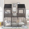 Full Over Full Wooden House Bunk Bed with Roof, Window and Ladder, Sturdy Kids' Bed Frame for Bedroom, White/Antique Gray - ModernLuxe - 2 of 4