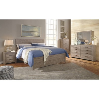 Culverbach Contemporary Gray Dresser with Mirror and Roller, 58.7"