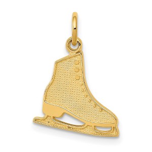Black Bow Jewelry 14k Yellow Gold Textured Flat Figure Skate Pendant - 1 of 4