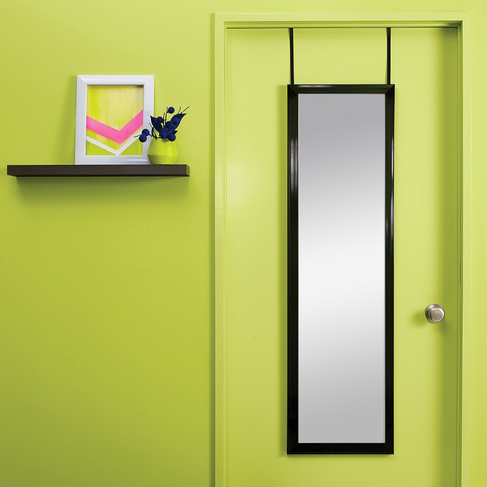 15x1x50.75" Door Mirror: Room Essentials Over the Door Mirror - Black