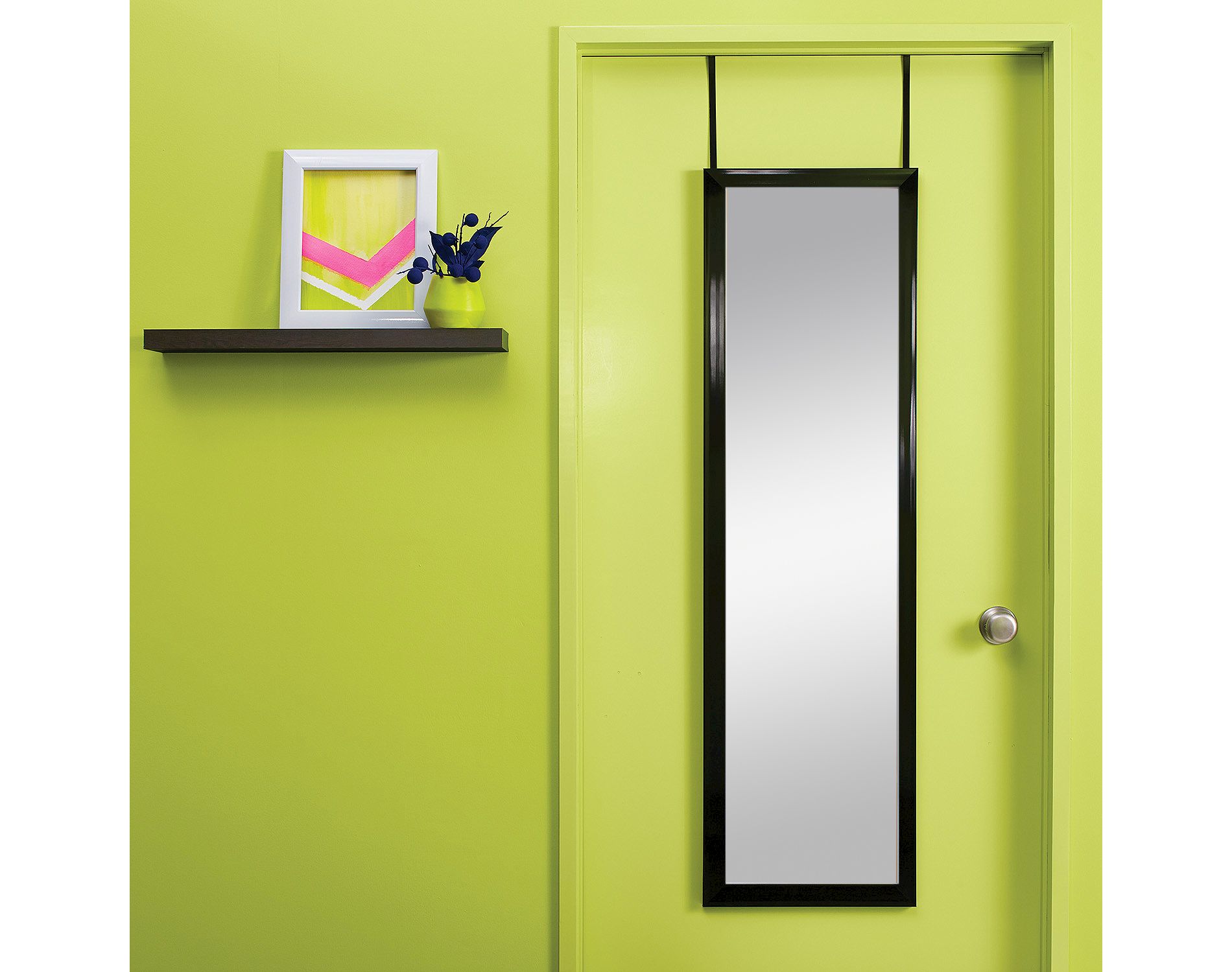 14.81" x 50.75" Over the Door Mirror Black - Room Essentials™: Glossy Finish, Full Body Hanging, No Tools Assembly