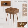 Arceso Hidden Compartment Nightstand, Concealment Furniture Mid Century Bed Side Table with Drawer, Storage End Table for Bedroom， Walnut brown - 3 of 4