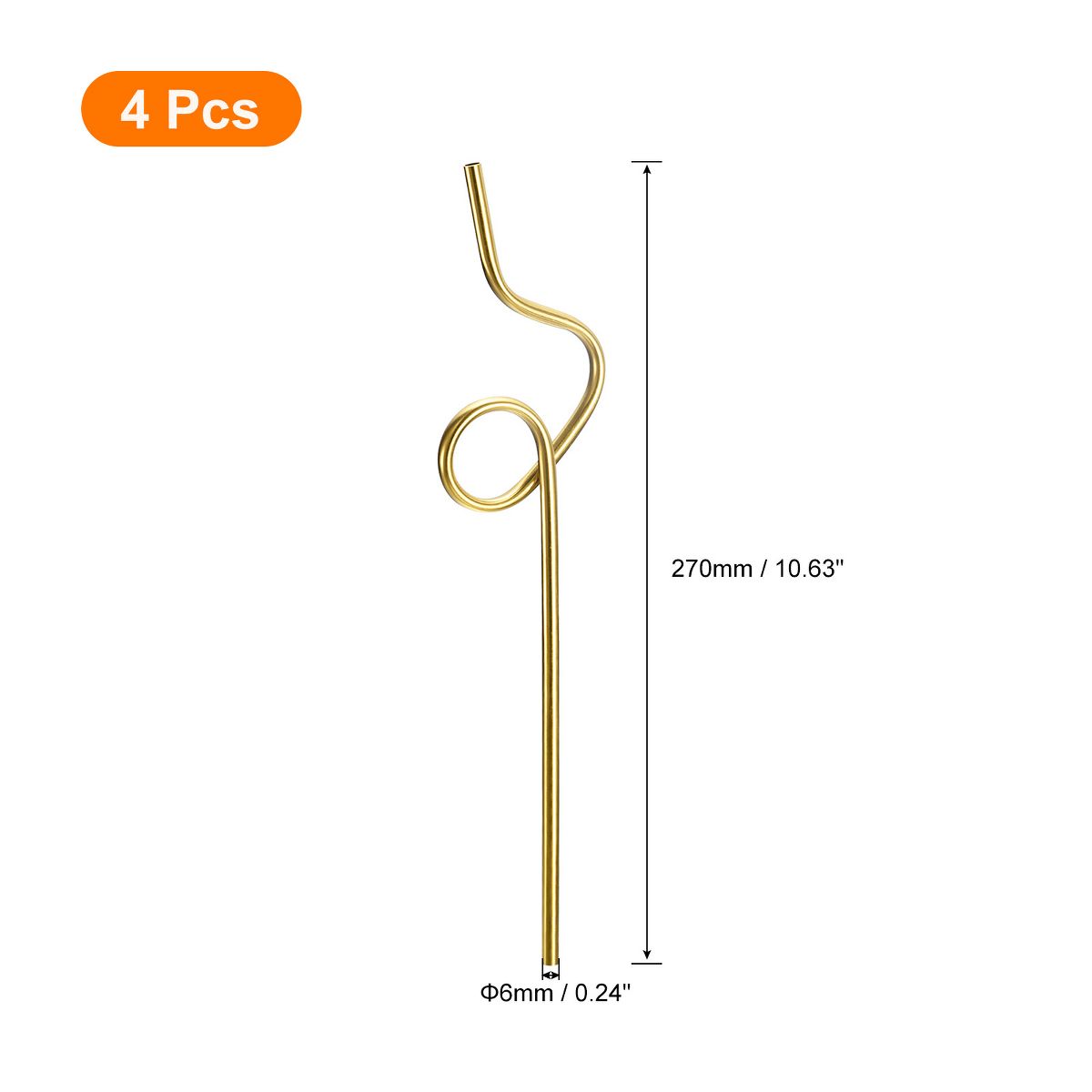 Unique Bargains 304 Stainless Steel Durable Curly Shaped Design Reusable Drinking Straw 4 Pcs - thumbnail 8