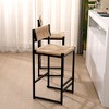 Set of 2 Creamy White Paper Rope Woven Bar Stools,Hand Weave Counter Stool with footrest for Kitchen Island, Dining Room - 4 of 4
