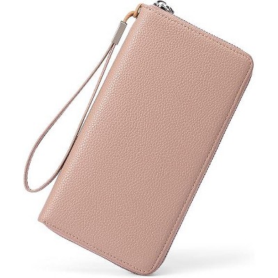 BEAFUP Women PU Leather Wallet,RFID Blocking Zipper Around Phone Holder Clutch Wristlet,Large Capacity Travel Long Purse for Women