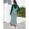 Womens Sweatshirts Dress Maxi Hoodie Dress Long Sleeve Sheath Dress Stripes Dress with Front Pocket - 2 of 4