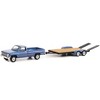 1981 Chevrolet C-20 Trailering Special Truck Blue with Black Stripes and Flatbed Trailer 1/64 Diecast Model Car by Greenlight - 2 of 3