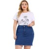 Agnes Orinda Women's Plus Size Raw Hem Denim Bodycon Skirt - 4 of 4