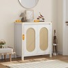 Rattan Storage Cabinet, Wooden Sideboard Buffet Cabinet with Doors and Shelves, Small Console Cabinet with Storage - image 4 of 4