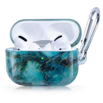 Insten Case Compatible with AirPods Pro - Glossy Marble Skin Cover with Keychain