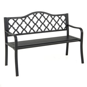 Costway 50.5" Patio Bench Slatted Metal Garden Bench for 2-3 People Park-Style Loveseat - 1 of 1