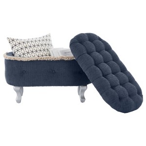 Sapphtopaz Modern Storage Bench with Button Tufted Fringe Upholstered Ottoman with Curved Metal Legs End of Bed Bench for Living Room,Bedroom - 1 of 4